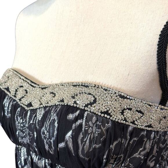 VTG Nightline Strapless Empire Waist Formal Dress Ethereal Beaded Silk Gown SZ 6 - Picture 13 of 16